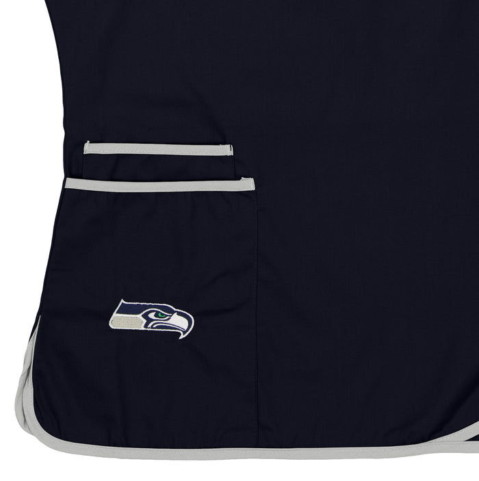 Fabrique Innovations NFL Women's Seattle Seahawks Team Logo Wrap Scrub Top