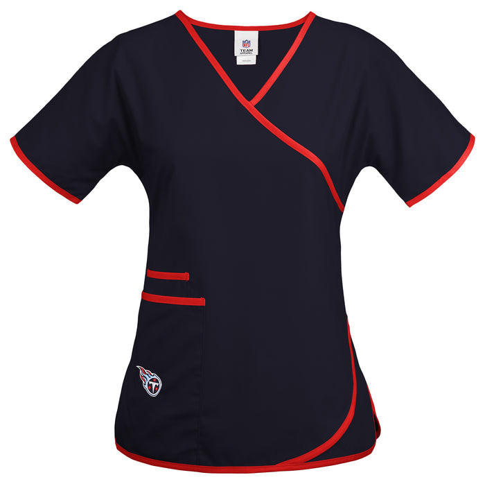 Fabrique Innovations NFL Women's Tennessee Titans Team Logo Wrap Scrub Top