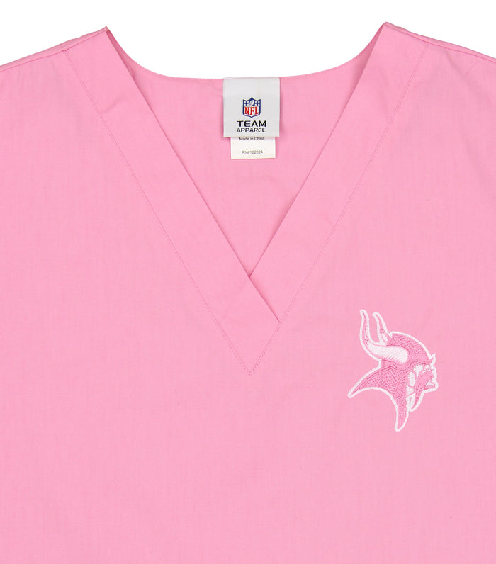 Fabrique Innovations Unisex NFL Minnesota Vikings Breast Cancer Awareness Scrub Top
