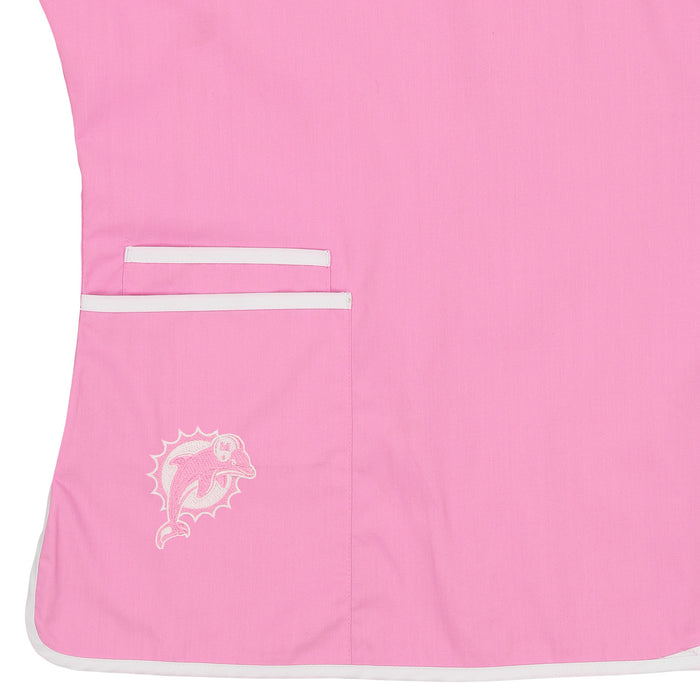 Fabrique Innovations Women's NFL Miami Dolphins Breast Cancer Awareness Scrub Top