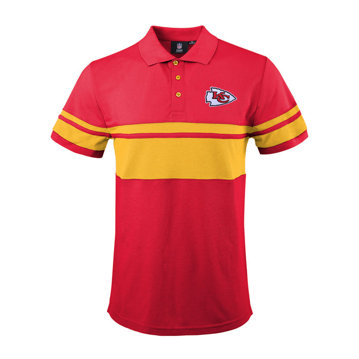 FOCO Men's NFL Kansa City Chiefs Stripe Polo Shirt