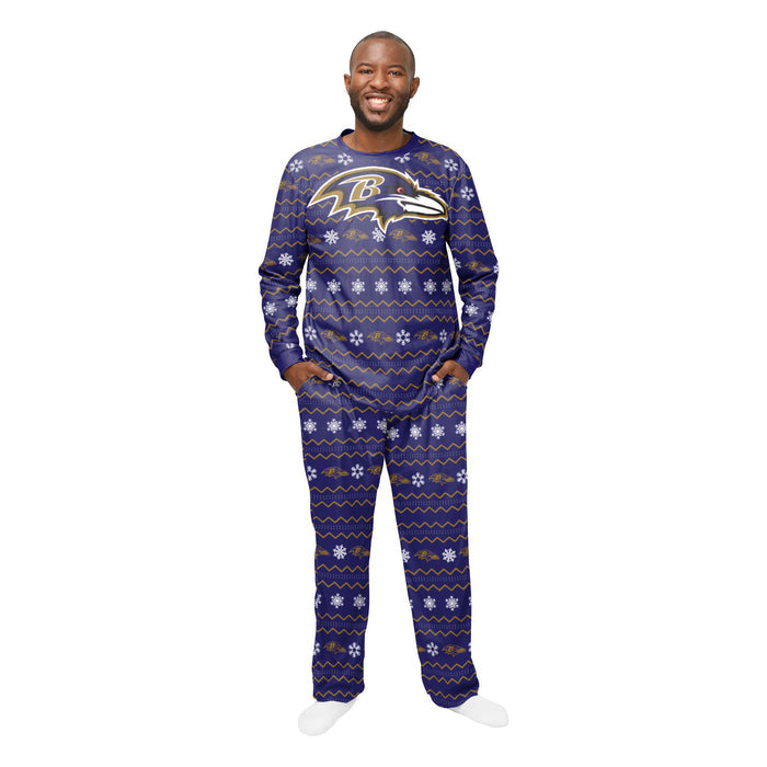 FOCO NFL Men's Baltimore Ravens Primary Team Logo 2 Piece Ugly Pajama Set