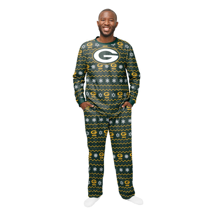 FOCO NFL Men's Green Bay Packers Primary Team Logo 2 Piece Ugly Pajama Set