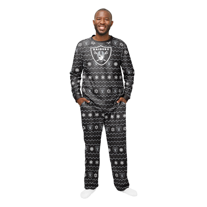 FOCO NFL Men's Las Vegas Raiders Team Logo 2 Piece Ugly Pajama Set