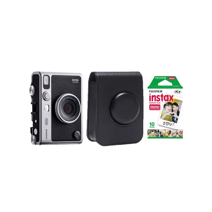 Fujifilm Instax Mini Evo Hybrid Instant Camera with 1 Fujifilm Instax Mini Instant Film and Instax Evo Case