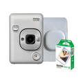 Fujifilm Instax Mini LiPlay Hybrid Instant Camera (Stone White) with 1 Fujifilm Instax Mini Instant Film and Instax LiPlay Case