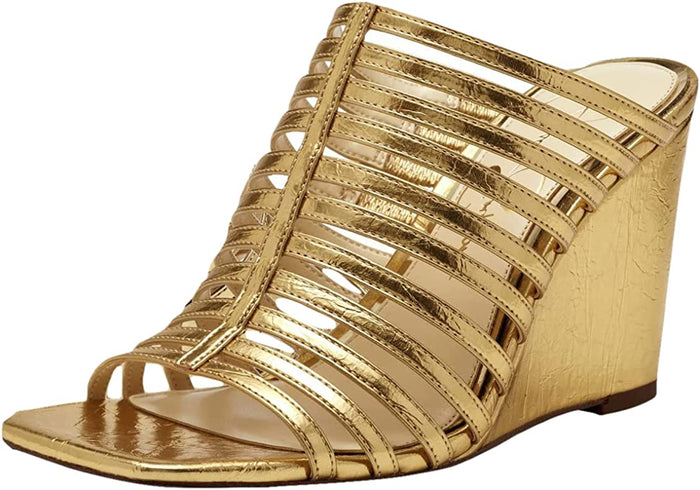 Jessica Simpson Arriya Women's Strappy Faux Leather Metallic Wedge Sandals, Color Options