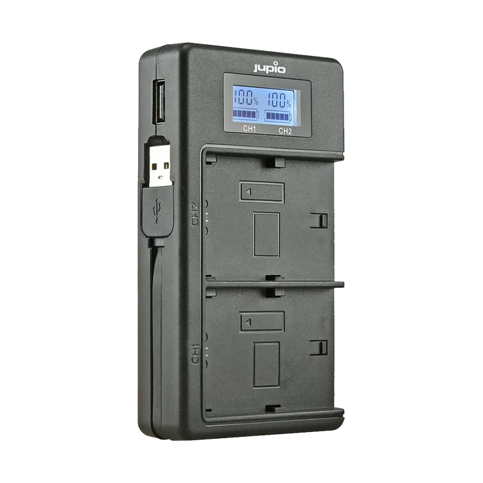 Jupio USB Duo LCD Charger for Sony NP-F550/NP-F750/NP-F970/NP-FM50