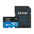 Lexar 128GB microSDXC 633x 95MB/s UHS-I Memory Card with SD Adapter