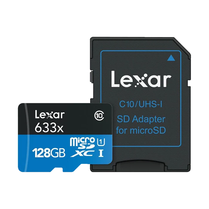 Lexar 128GB microSDXC 633x 95MB/s UHS-I Memory Card with SD Adapter