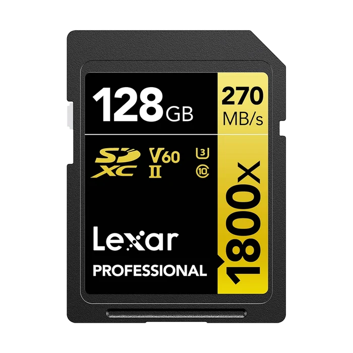 Lexar 128GB Professional 1800x UHS-II SDXC Memory Card (GOLD Series)