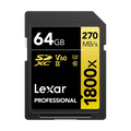 Lexar 64GB Professional 1800x UHS-II SDXC Memory Card (GOLD Series)