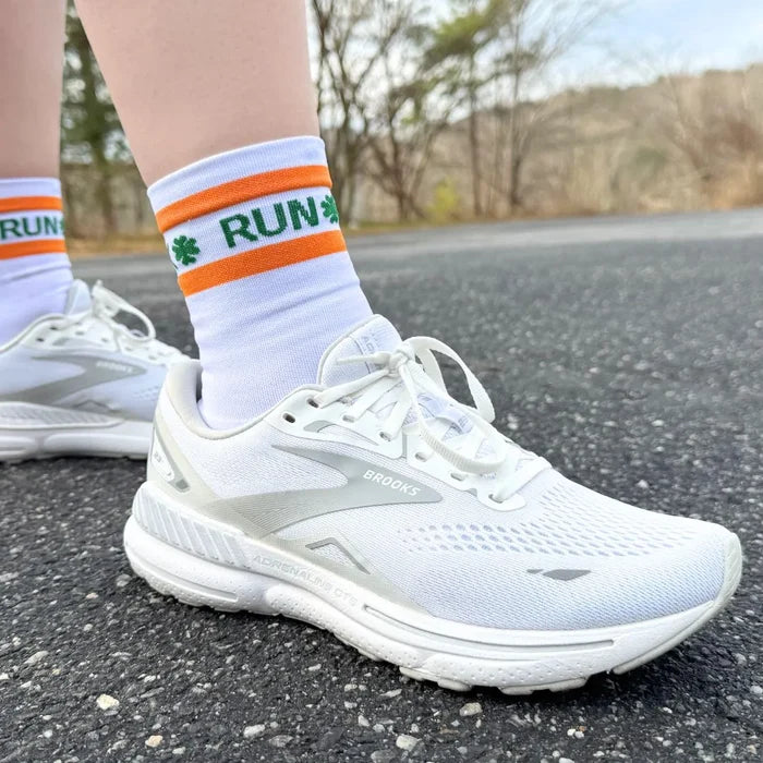 runner wearing active comfort saint patricks day sock | run on luck | OS1st