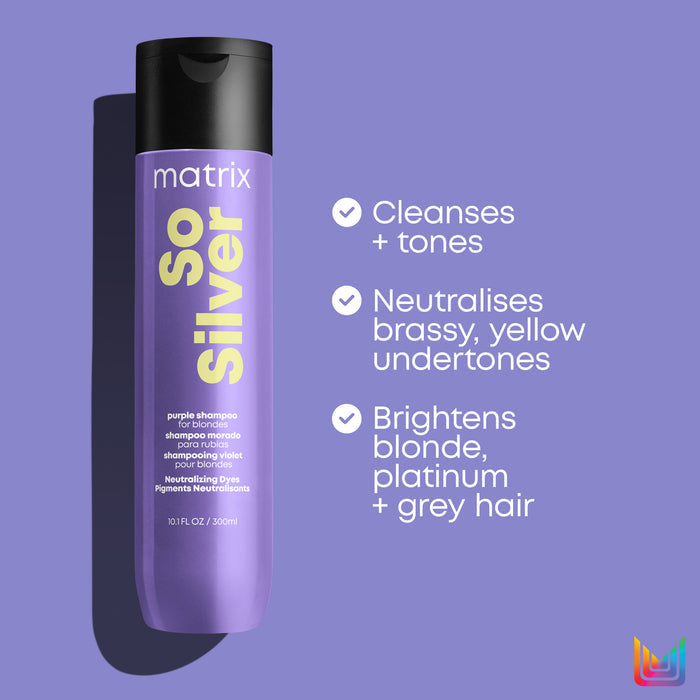 Matrix Total Results Color Obsessed So Silver Shampoo to Neutralize Yellow Tone in Blonde Hair 300ml - Additional 2