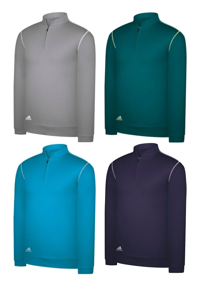 Adidas Mens Contrast Textured Half Zip Pullover Sweatshirt
