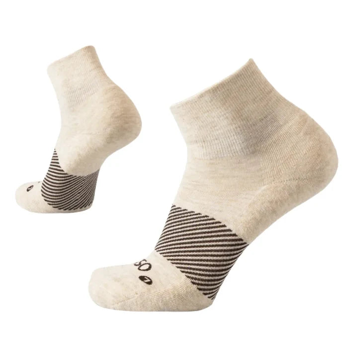 mushroom wicked comfort merino wool performance sock 1/4 crew length | OS1st