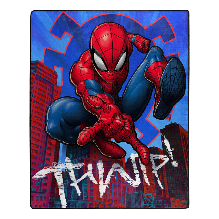 Northwest Marvel Spiderman Silk Touch Sherpa Throw Blanket 50 X 60