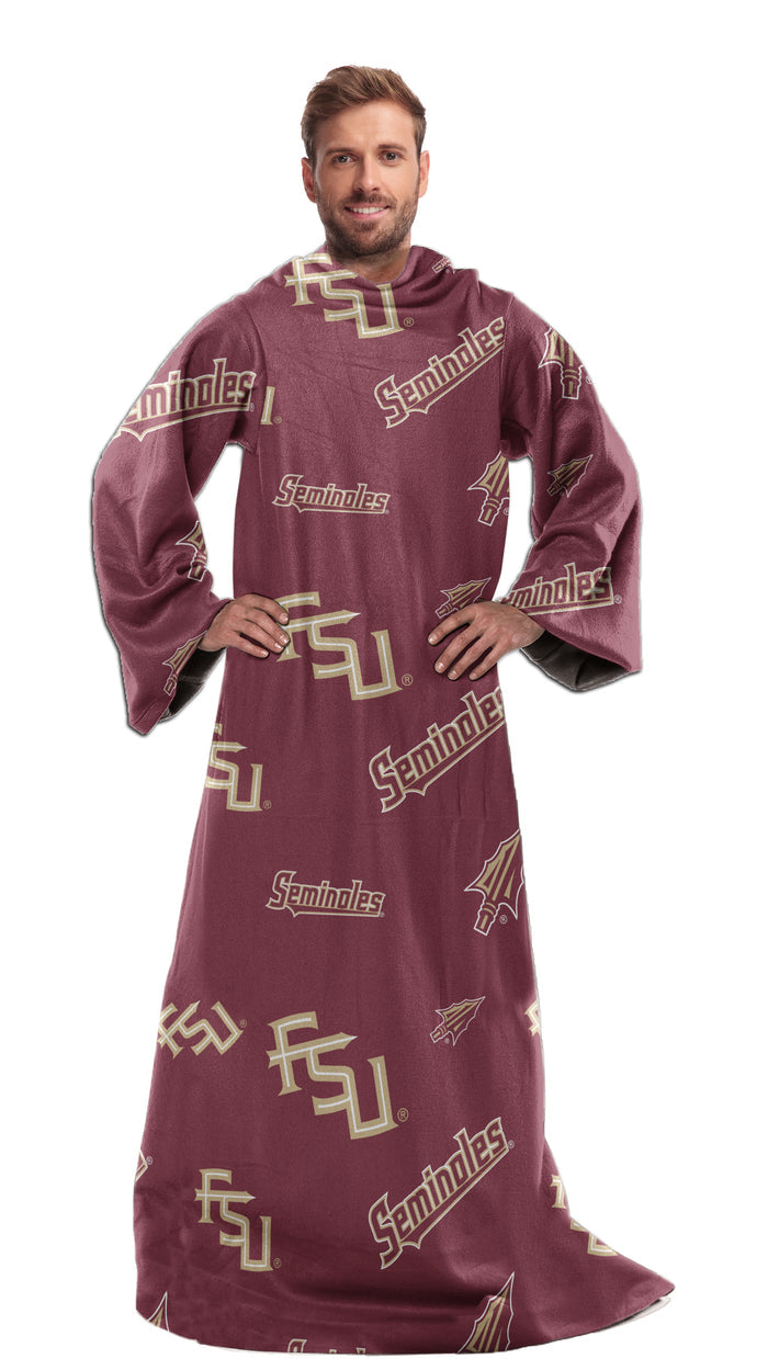 Northwest NCAA Florida State Seminoles Toss Silk Touch Comfy Throw with Sleeves