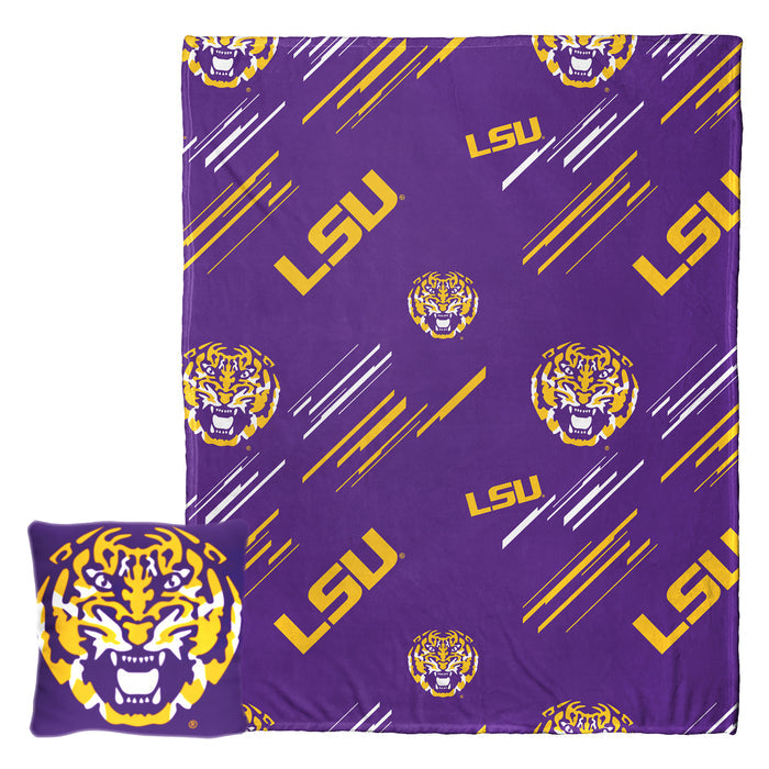 Northwest NCAA LSU Tigers Badgers Pillow & Silk Touch Throw Blanket Set