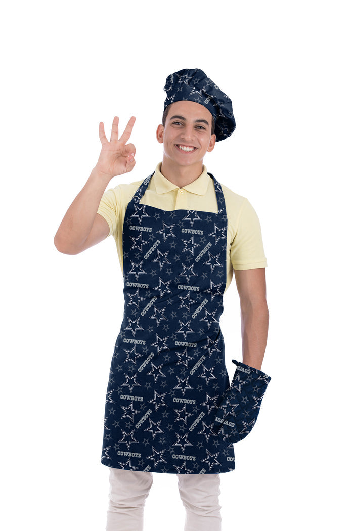 Northwest NFL Adult Unisex Dallas Cowboys Scatter Print 3 Piece Chef Set