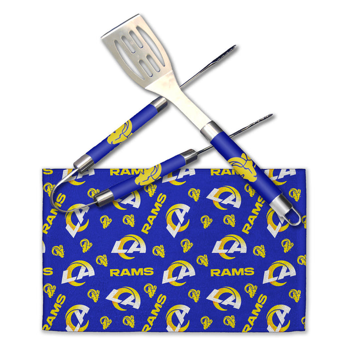 Northwest NFL Los Angeles Rams Scatter Print 3 Piece BBQ Grill Set