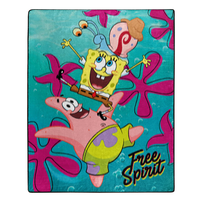 Northwest Nickelodeon Spongbob Free Spirit Silk Touch Sherpa Throw Blanket 50 X 60