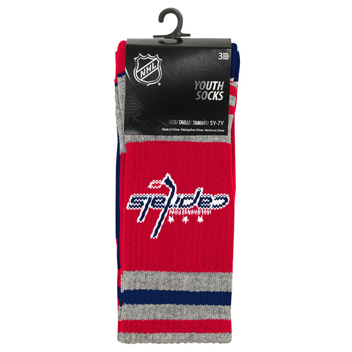 Outerstuff NHL Youth (5-7) Washington Capitals 3-Pack Socks