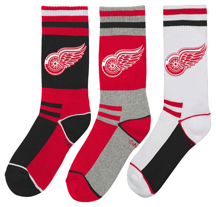 Outerstuff NHL Youth (5Y-7Y) Detroit Red Wings 3-Pack Socks