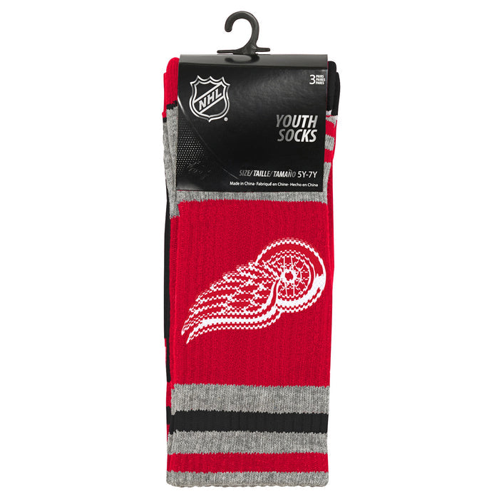 Outerstuff NHL Youth (5Y-7Y) Detroit Red Wings 3-Pack Socks