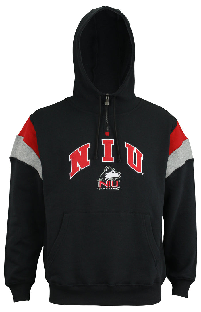Outerstuff Northern Illinois Huskies NCAA Men's Throwback 1/4 Zip Fleece Hoodie, Black