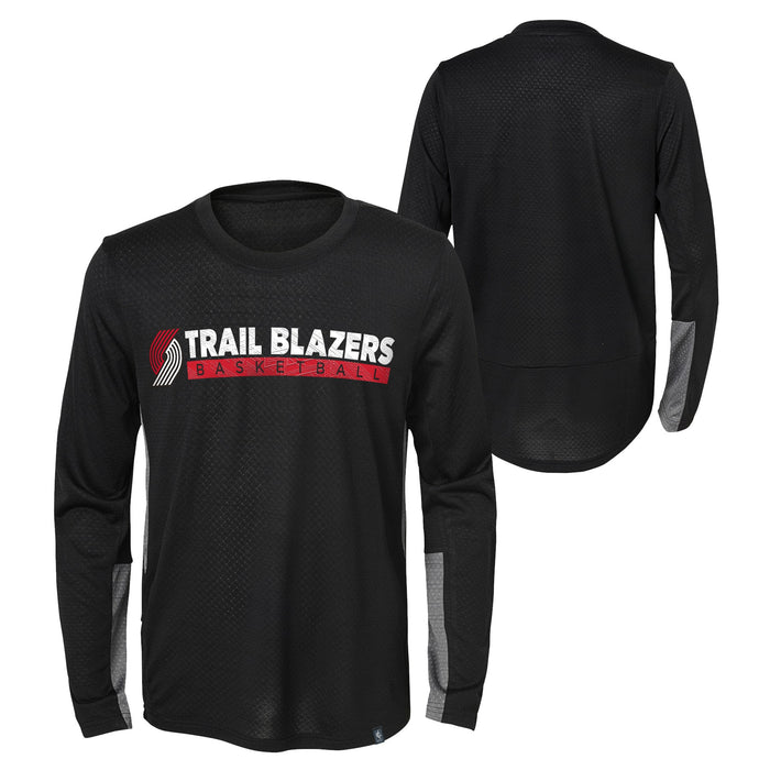 Outerstuff Portland Trail Blazers NBA Little Boys (4-7) Covert Long Sleeve Performance T-Shirt, Black