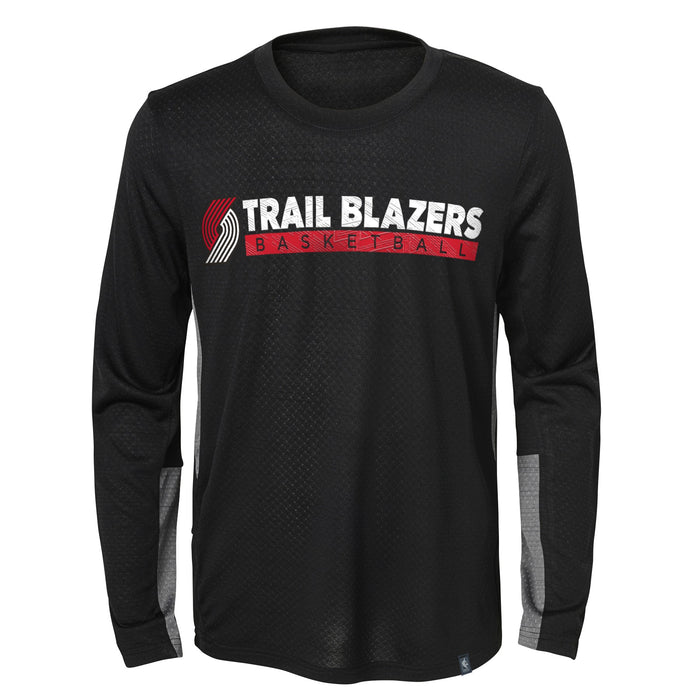 Outerstuff Portland Trail Blazers NBA Little Boys (4-7) Covert Long Sleeve Performance T-Shirt, Black