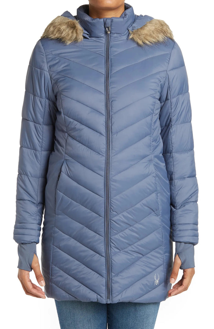 Spyder Women's Boundless Faux Fur Long Puffer Coat, Color Variation