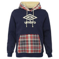 Umbro Men's Tartan Sherpa Fleece Heavyweight Hoodie, Navy/Vermillion