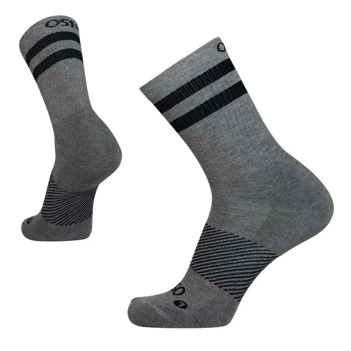 charcoal with black stripes crew height wicked comfort performance socks | OS1st