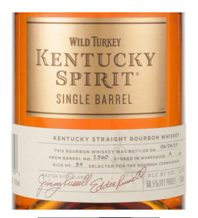 Wild Turkey Kentucky Spirit Single Barrel 101 Proof  Bourbon Whisky -750 ml