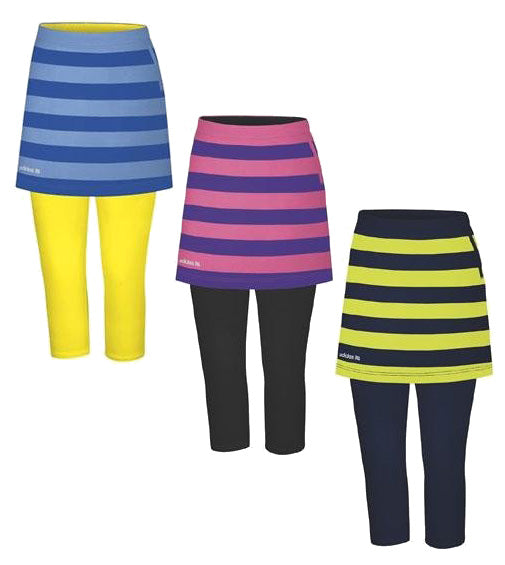 Adidas Women's Fashion Perfomance Stripe Skort Skirt w/ Contrast Capri