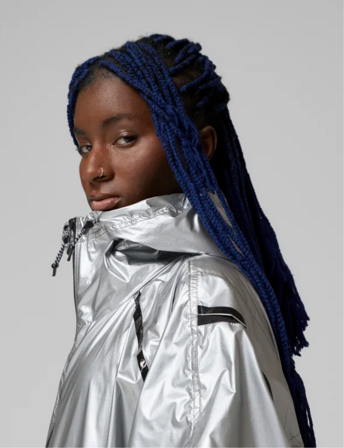 Adidas Women's Stella McCartney TruePace Metalic Running Jacket, Silver Metallic/Black