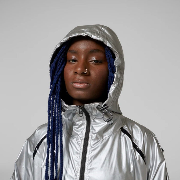 Adidas Women's Stella McCartney TruePace Metalic Running Jacket, Silver Metallic/Black