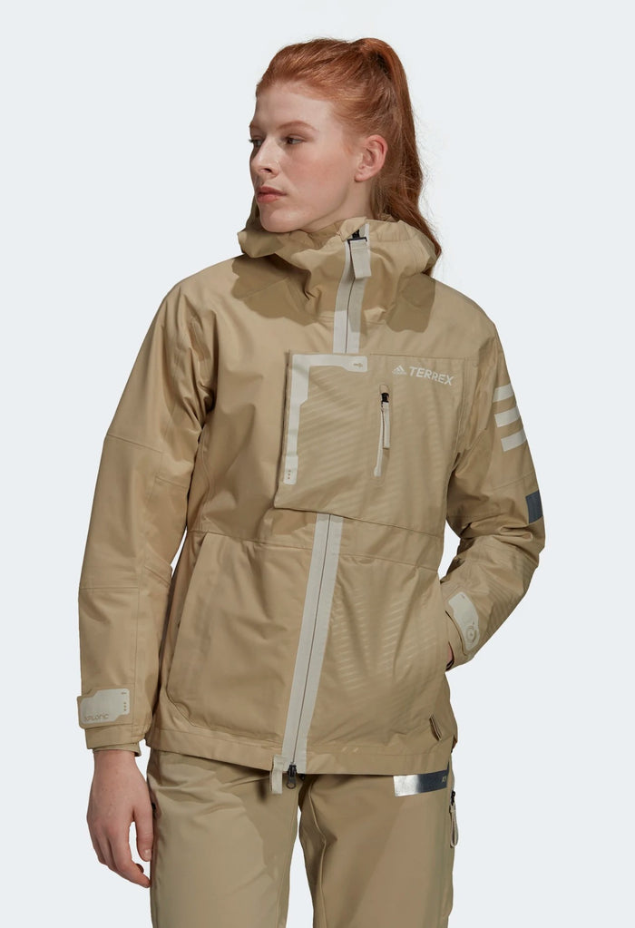 adidas Women's Terrex Xploric Graphic RAIN.RDY Jacket, Savanna