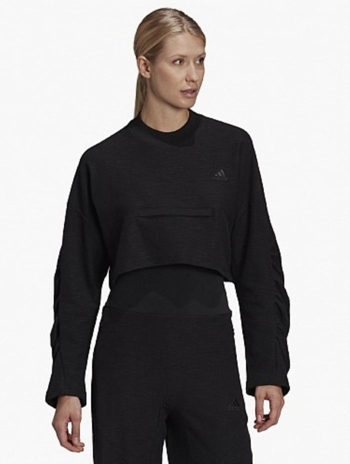 adidas Women's Yoga Crop Crew Sweatshirt, Black