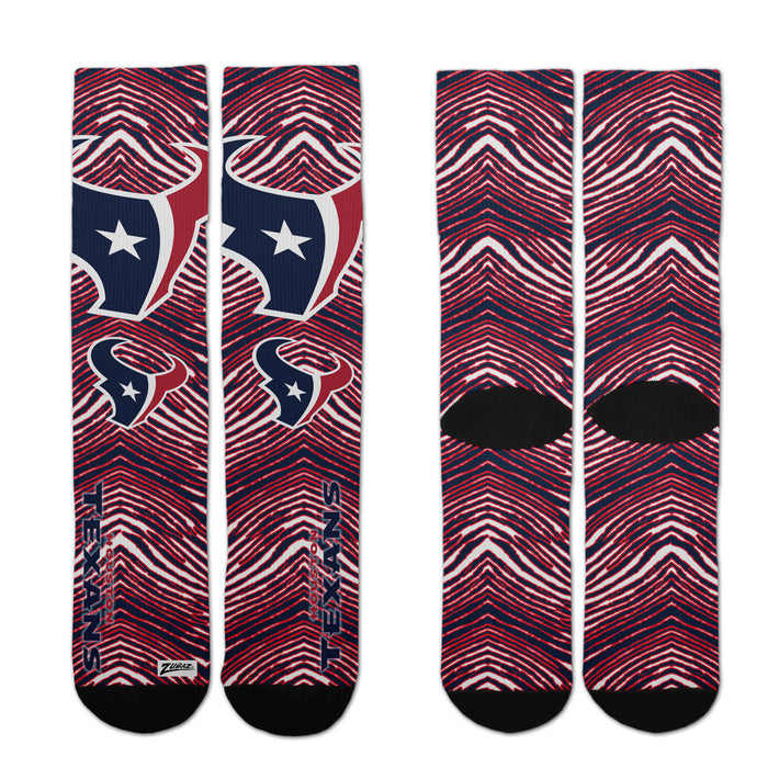 Zubaz By For Bare Feet NFL Adults Unisex Houston Texans Zubified Dress Socks, Large