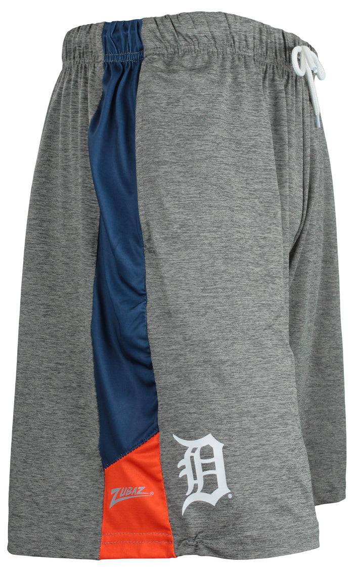 Zubaz MLB Men's Detroit Tigers Tonal Gray Space Dye W/Solid Stripe Short