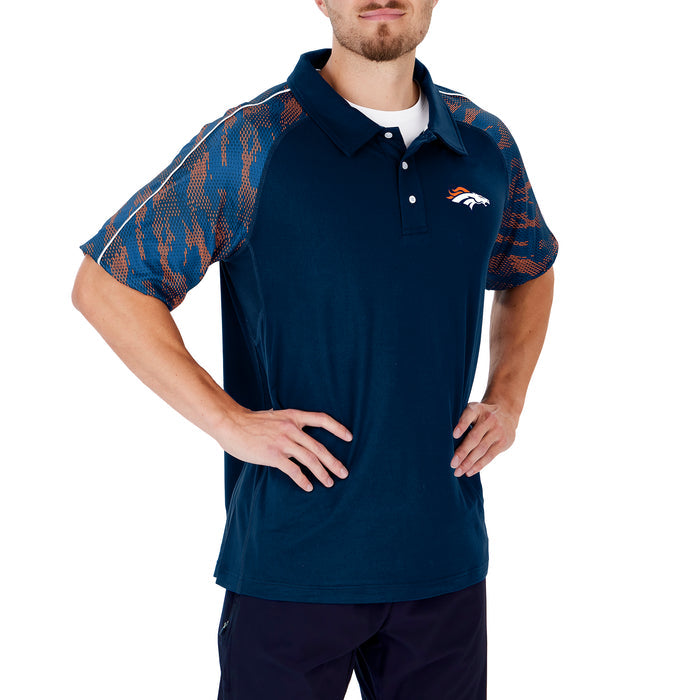 Zubaz NFL Men's Denver Broncos Elevated Field Polo W/ Viper Print Accent