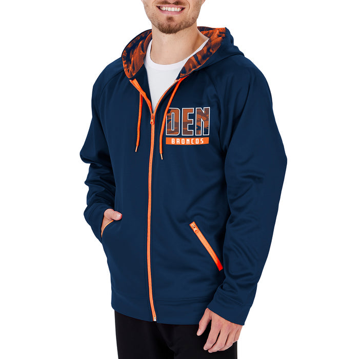 Zubaz NFL Men's Denver Broncos Full Zip Hoodie With Team Color Camo Lines